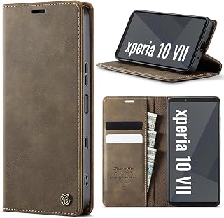 Handyhülle für Sony Xperia 10 VII Hülle Premium PU Leder Klappbar Stoßfeste Tasche Flip Case [RFID Blocker] Magnet Kartenfach Standfunktion Klapphülle Schutzhülle für Xperia 10 VII, Kaffee