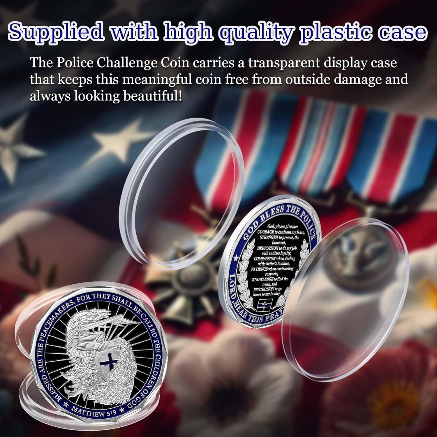 10Pcs Saint Michael Police Officer Challenge Coin God Bless The Law Men Prayer Bulk Gift