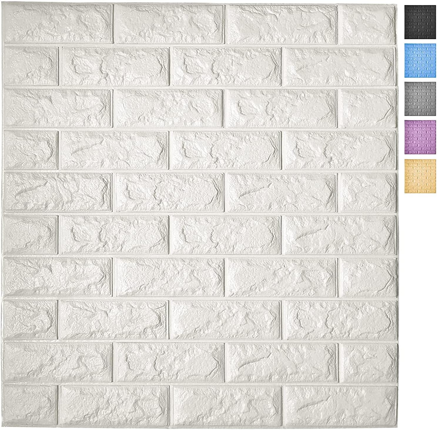 Art3d 115 Sq.Ft Peel and Stick 3D Wall Panels for Interior Wall Decor, Self-Adhesive Foam Brick Wallpaper in White, Pack of 20 20 White