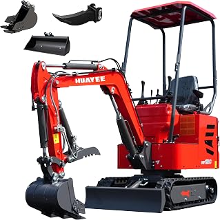 HY12C 1.2T Mini Excavator 13.5HP Gas Engine w/Hydraulic Thumb - w/ 3 Attachments: 200mm Bucket, Rake & 800mm Bucket - Delivery Included