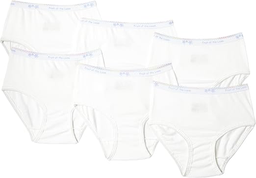 Amazon.com: Fruit of the Loom Calzoncillos de algodón blanco para niñas  pequeñas (paquete de 6), Blanco, 4 : Ropa, Zapatos y Joyería