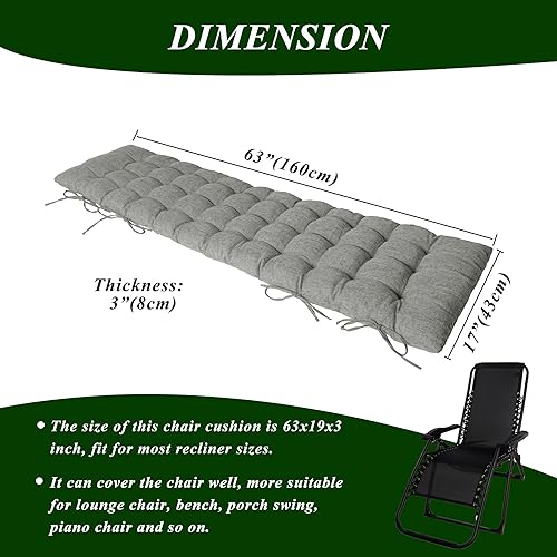 Miniatura 9 de FlyGulls Cojín para silla de descanso, cojín de lino sintético con lazos, cojín de banco largo para interiores para silla reclinable, tumbona, banco