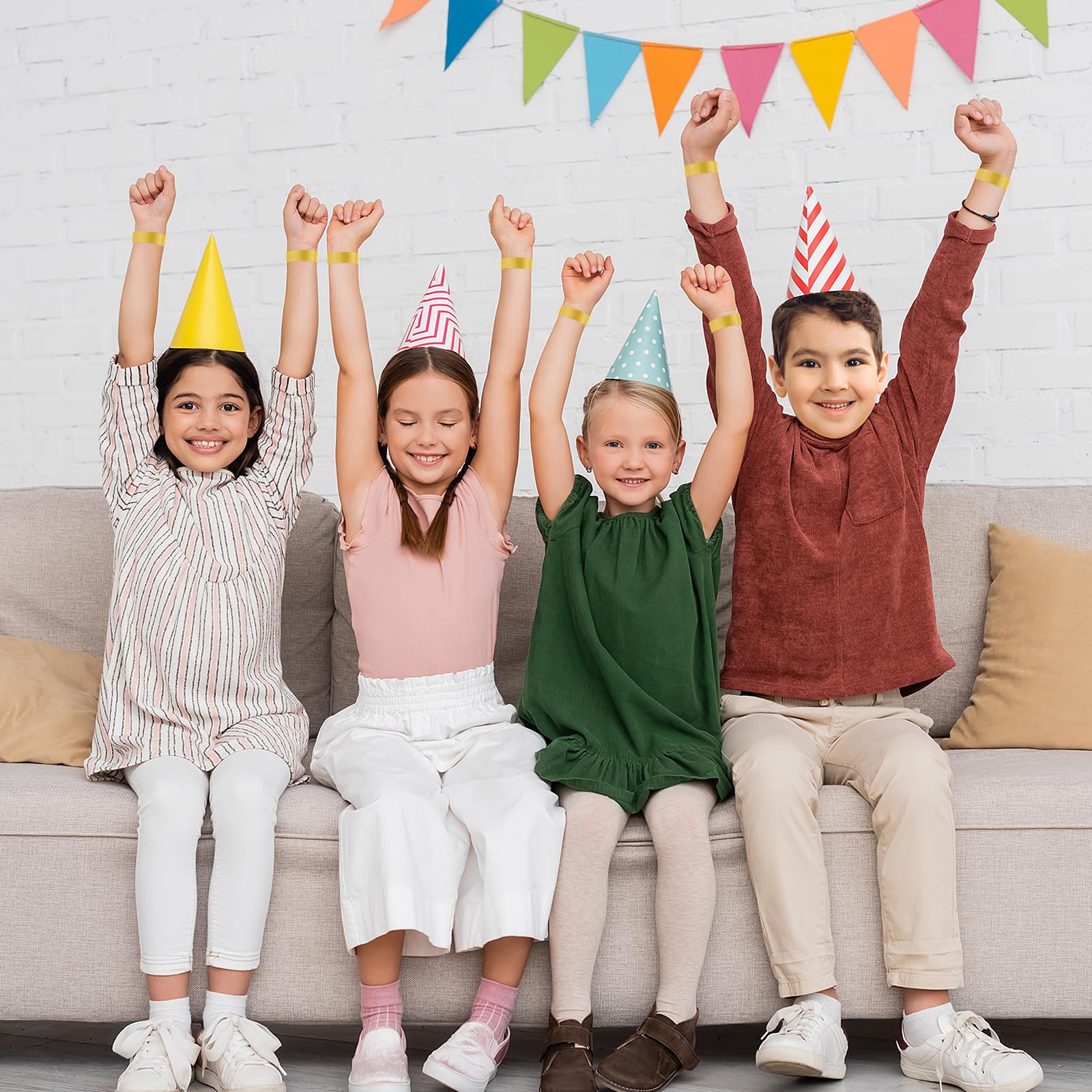 Paquete de 400 pulseras de papel para eventos, pulseras de papel resistentes al agua para eventos, festival de música, concierto, concurso (dorado)