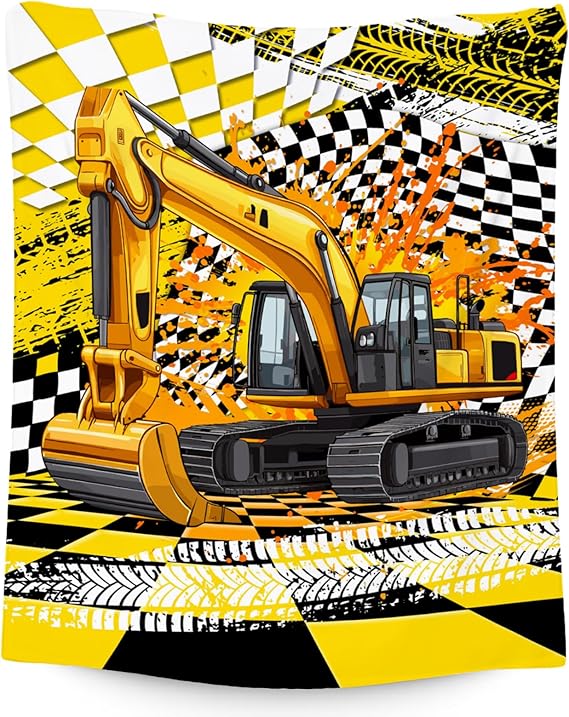 Kids Blanket Gifts, Construction Truck Blankets for Boys, Excavator Throw for Men Adults, Soft Plush Throw for Car Lovers, 60"x80"