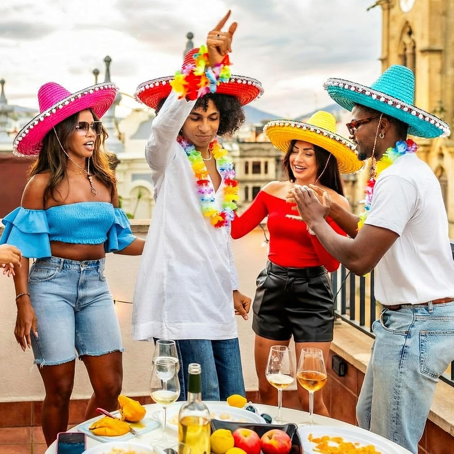 4 Pcs Mexican Sombrero Hats Sombrero Party Hats Fiesta Party Decorations for Women Men Adult