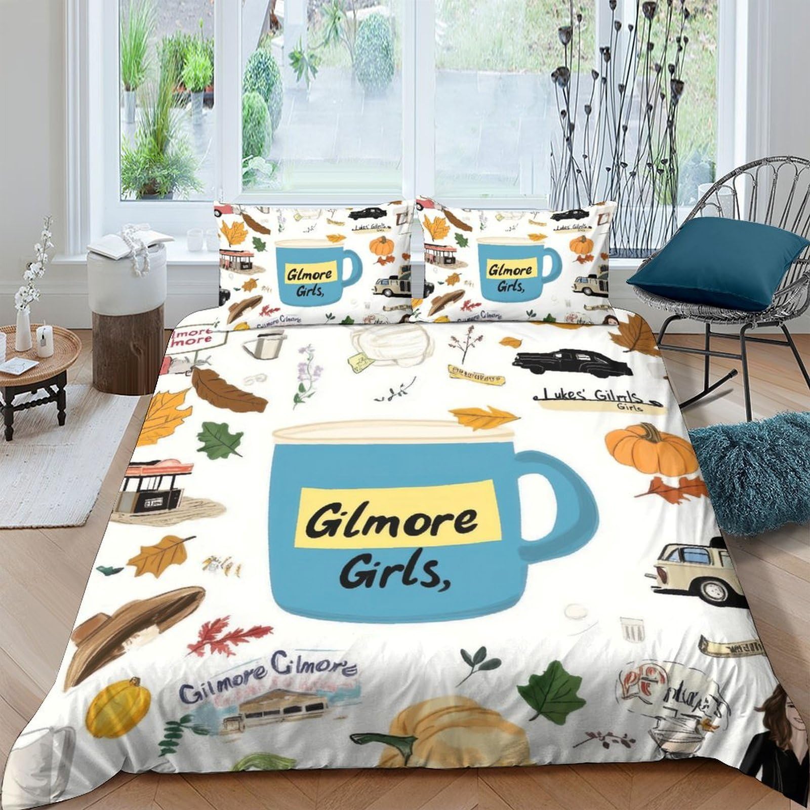 Ctjqhvkz Style-6 3D Printed Coffee Mug Pattern Fitted Sheet Microfiber Soft Autumn Leaves Mattress Cover For Bedroom Guest Room Decor Single（135X200cm）