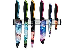Cosmos Chef's Vision Knife Set with BEHOLD Wall-Mounted Magnetic Holder (Silver)