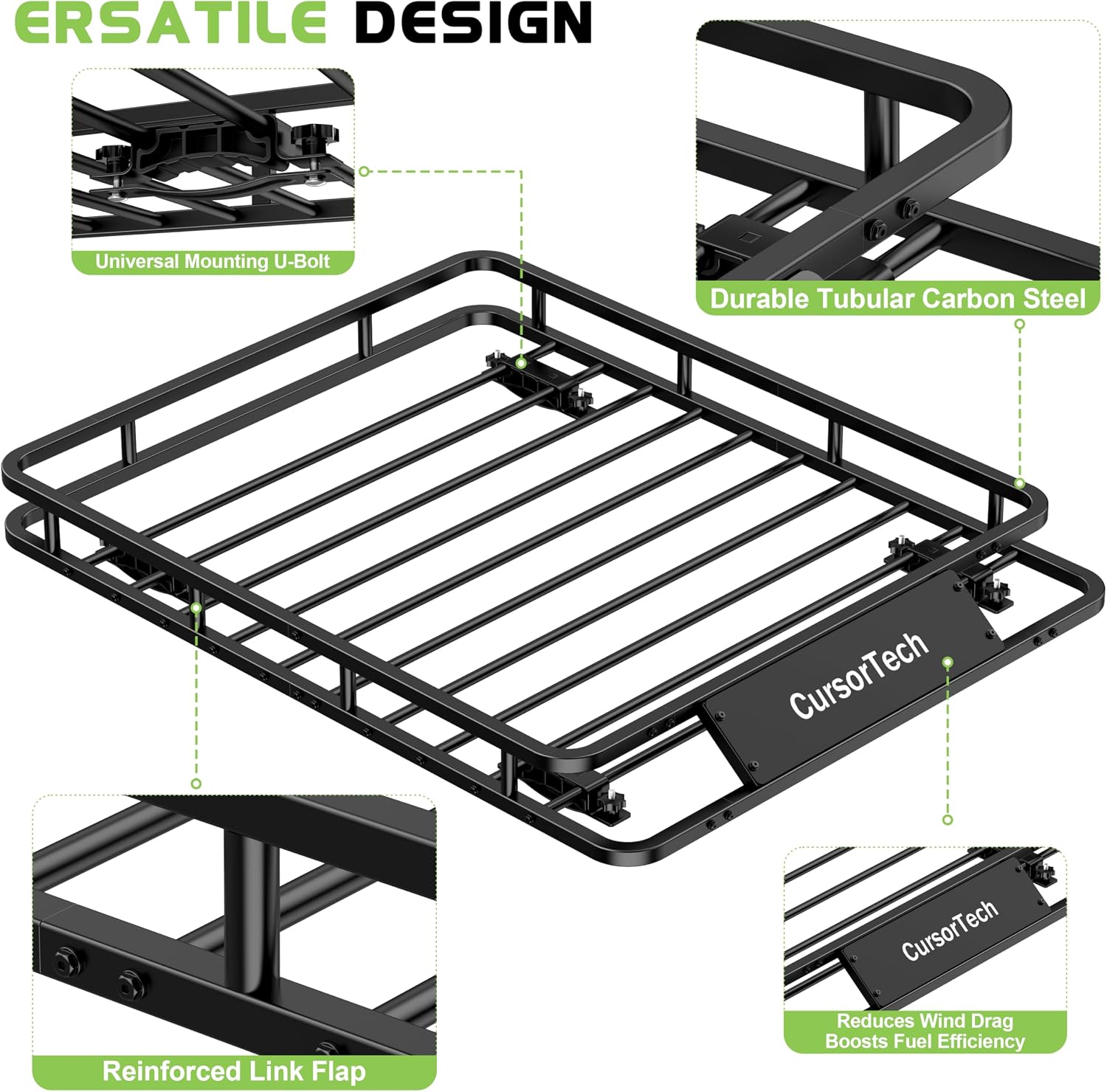 46" x 36" x 4" Roof Basket with Net Heavy Duty Cargo Rack Basket 300lbs image 4