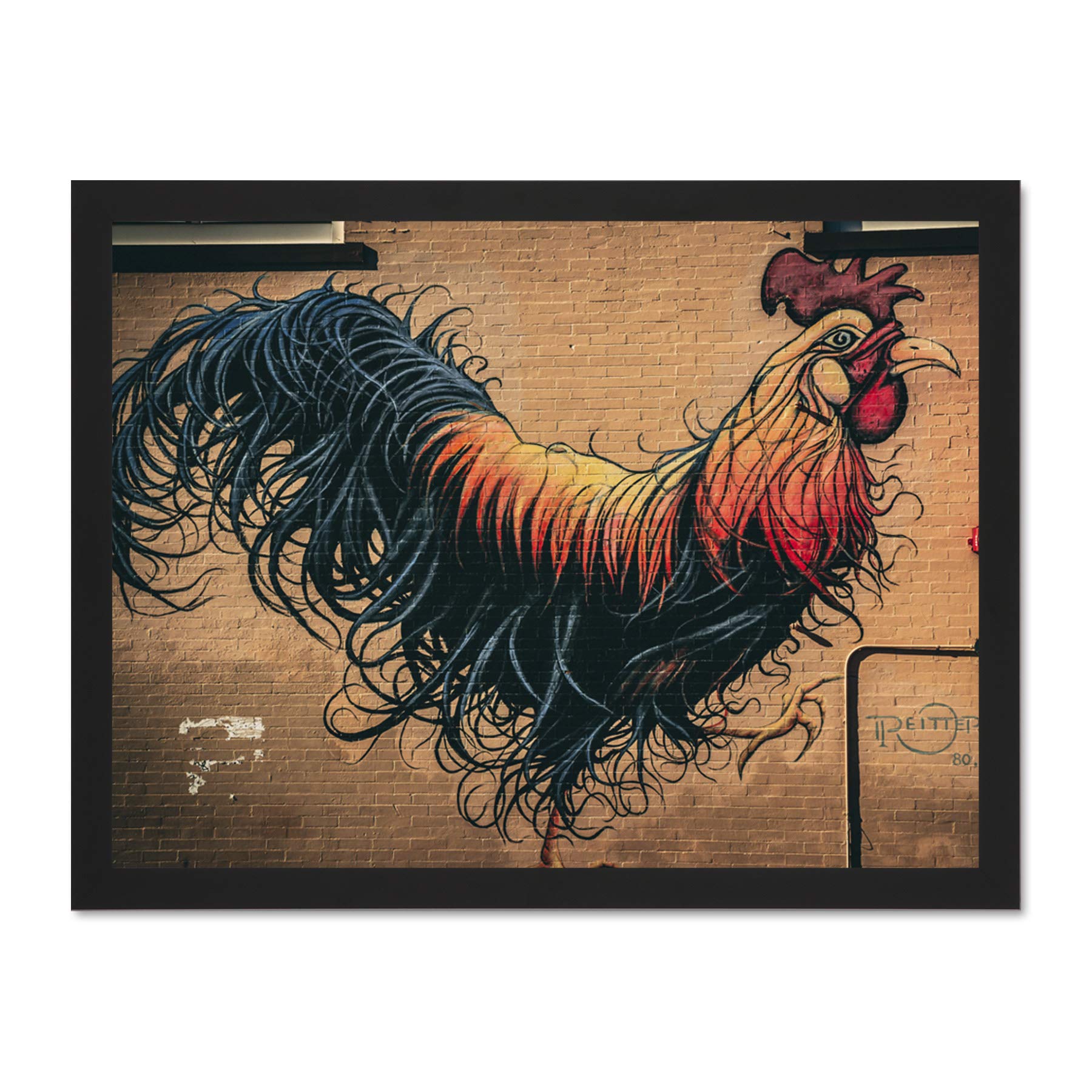 Moran Graffiti Chicken Rooster Wall Street Large Framed Art Print Poster Wall Decor 18x24 inch