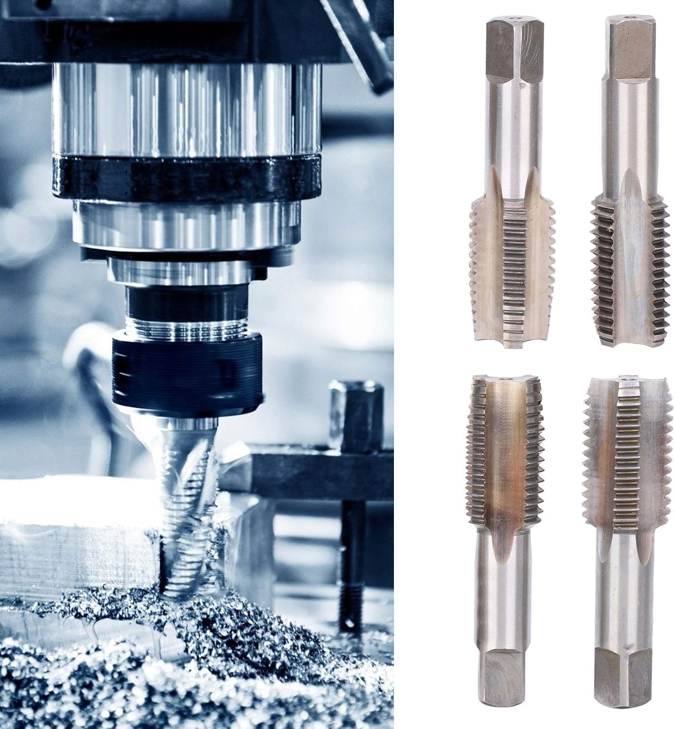 M30 4 pcs Hand Tap, Alloy Tool Steel Hardness Straight Flute Tapping Drilling Tools, Wear Resist Hand Threading Tap for Tapping Various Threads