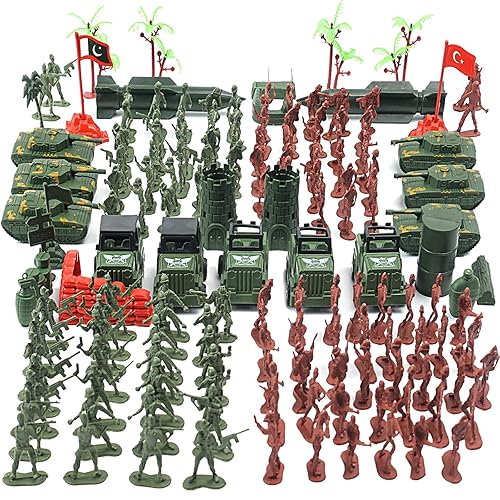 AMOR PRESENT 307 PCS Army Men Military Playset, Army Toys Soldier Playset Plastic Toy Soldiers Figures and Accessories with Vehicles, Aircraft, Tanks, Missiles