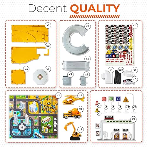 Miniatura 3 de Toysical Juego de construcción  Juego completo de juguete de estacionamiento con vehículos, helicóptero, mini figuras, configuración de carretera,