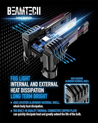 Miniatura 5 de BEAMTECH Luz antiniebla LED 9006, sin ventilador en línea HB4 6500K 12000LM 60W xenón blanco halógeno reemplazo de 2