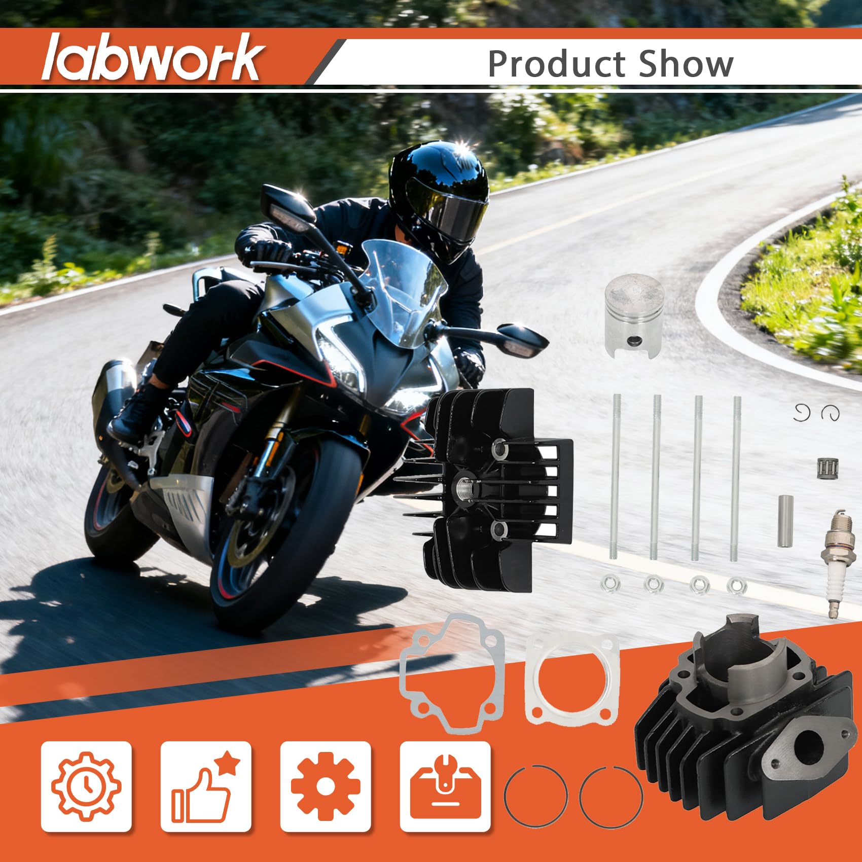 Amazon.com: labwork 50cc Engine Piston Cylinder Head Top End