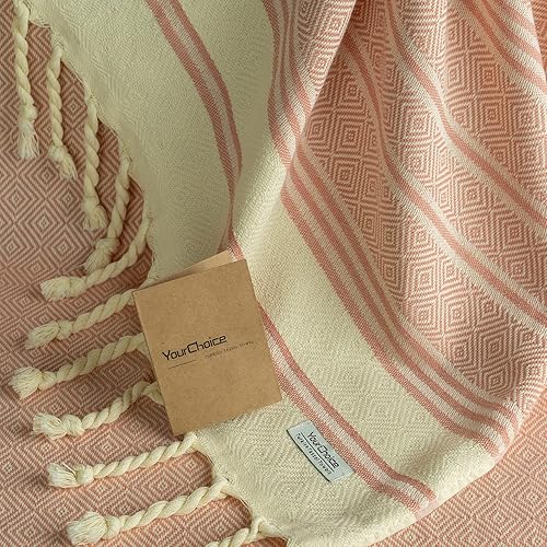 Your Choice Toalla de playa turca (71 x 41)  Toalla turca 100% Conton con tejido de diamante, toallas de playa de secado rápido, sin arena, de gran