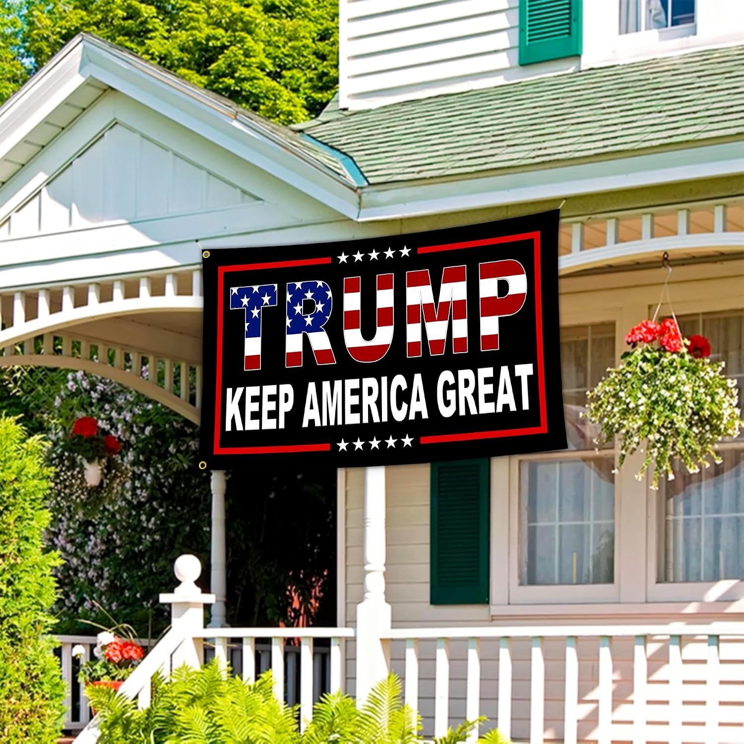NASIAN 3 Ply Patriotic Ameican Flags 3x5 Ft Outdoor Keep America Great Flags for Outside Yard Garden House Decorations Banner