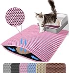 Mat de chat, 60x45cm Grand matelas de litière double couche en nid d'abeille, non glissant imperméable à l'eau Urine Proof Cat Litter Box Mat pour plancher, fournitures pour chats et essentiels, noir