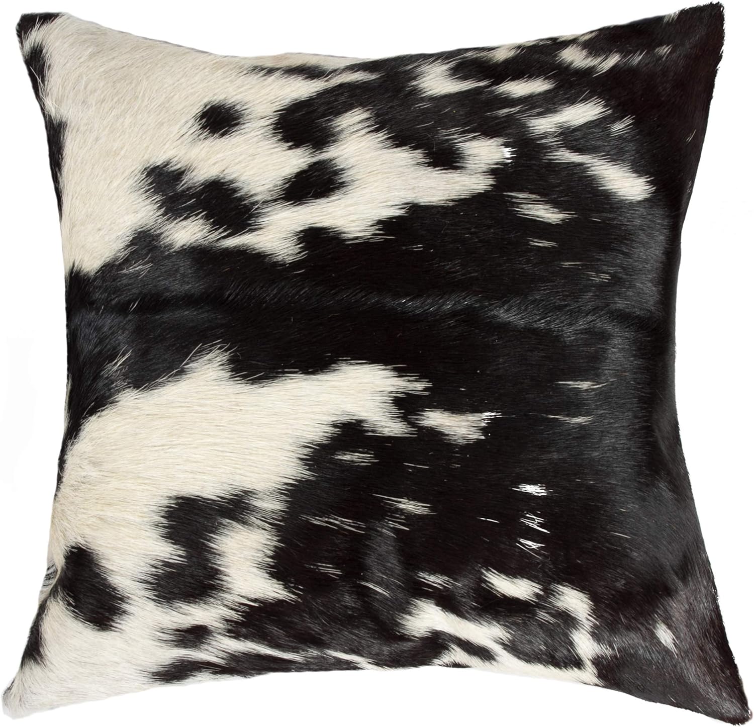 Natural Torino Cowhide Throw Pillows with Poly Insert | Kobe Accent Pillows Handcrafted from 100% Cow Hide, Black & White, 18 in x 18 in 1 Count (Pack of 1) Black & White