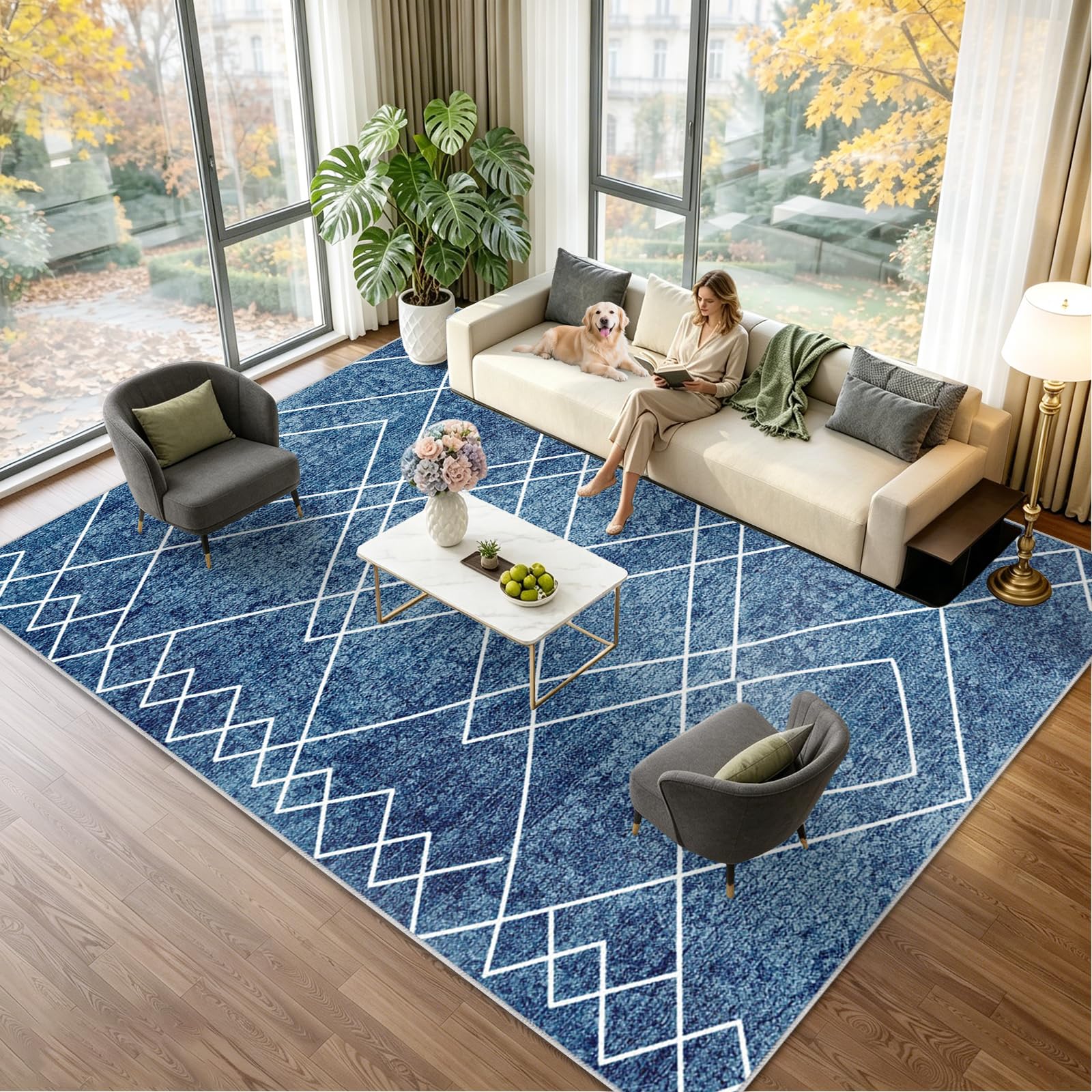 Tapis salon vintage lavable idéal pour sublimer une chambre d'adulte ou décorer une cuisine