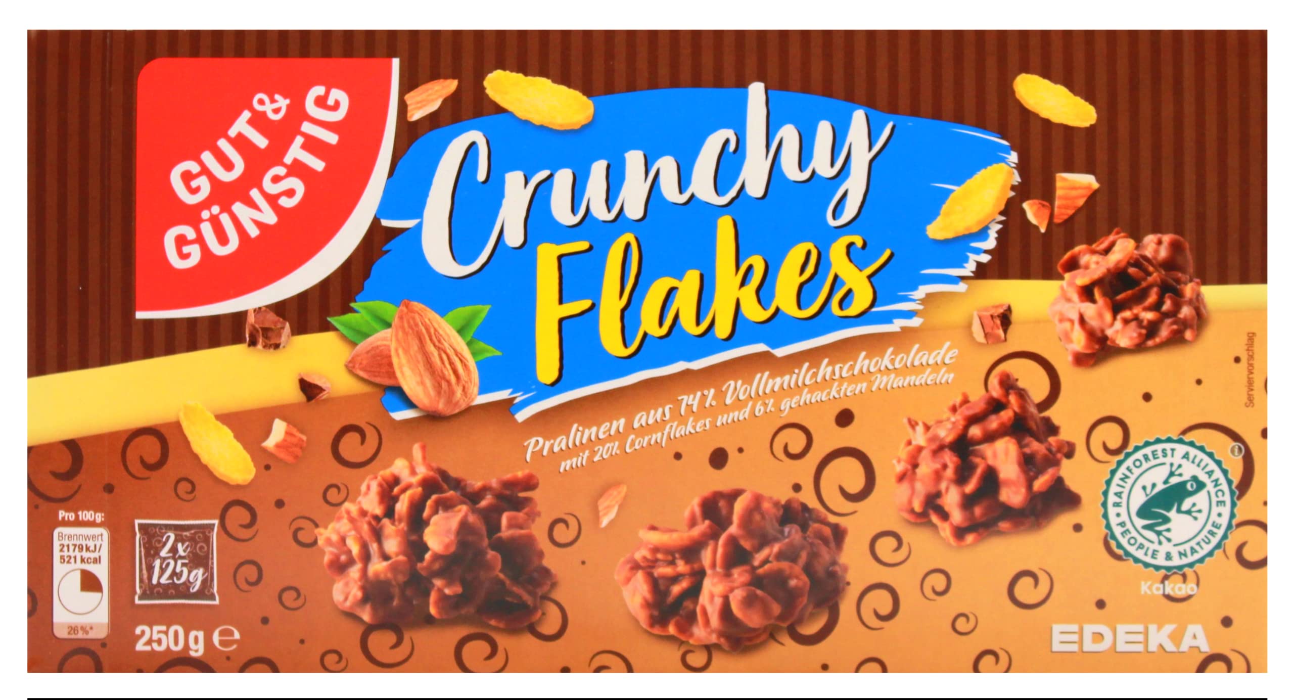 Gut & Günstig Crunchy Flakes Pralinen aus 74% Vollmichschokolade, 18er Pack (18 x 250g)
