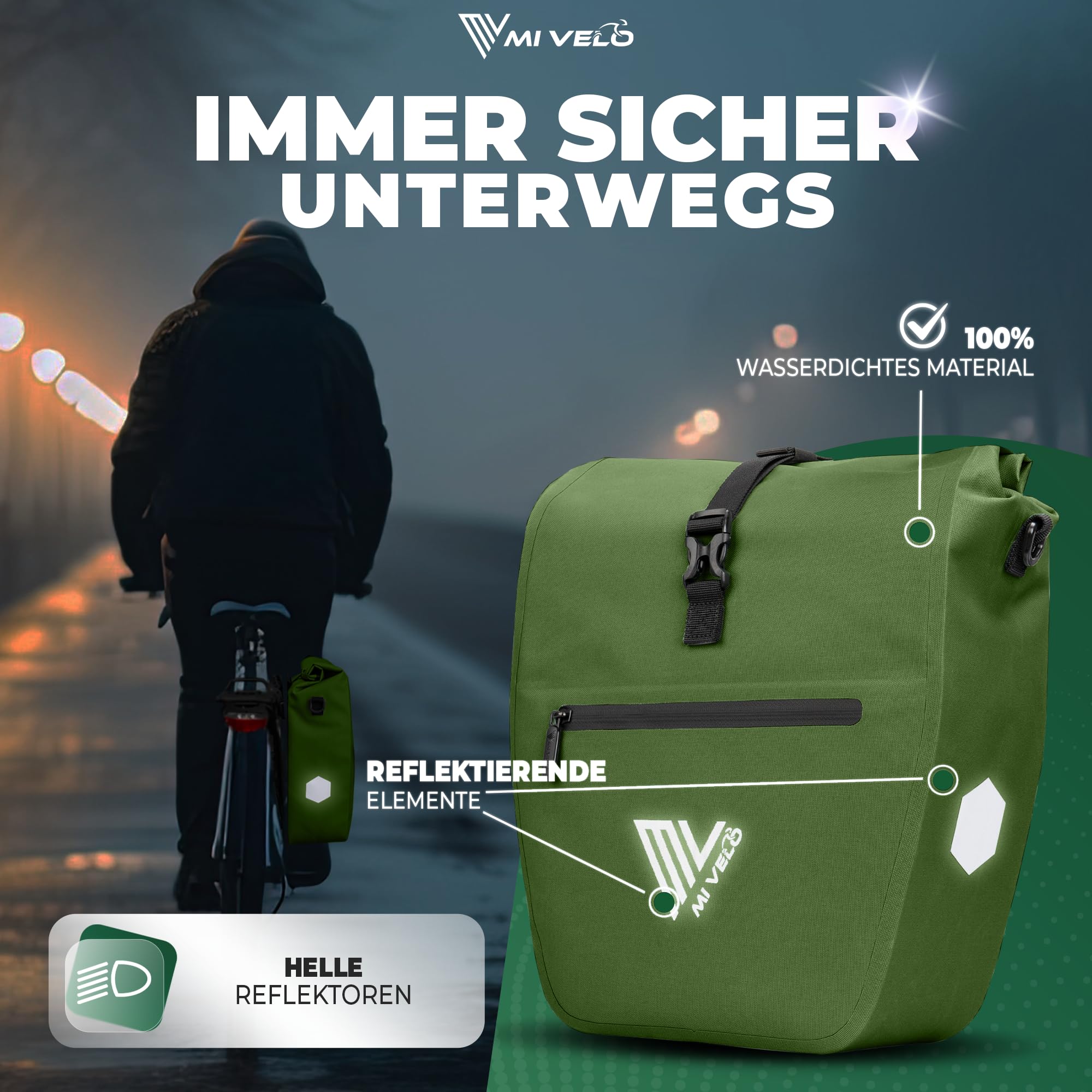 MIVELO Sacoche de vélo 2 en 1 pour porte-bagages - Sac de porte-bagages imperméable - Comprend un compartiment rembourré pour ordinateur portable et une bandoulière - Sac pour vélo I Pack Bag 20 L