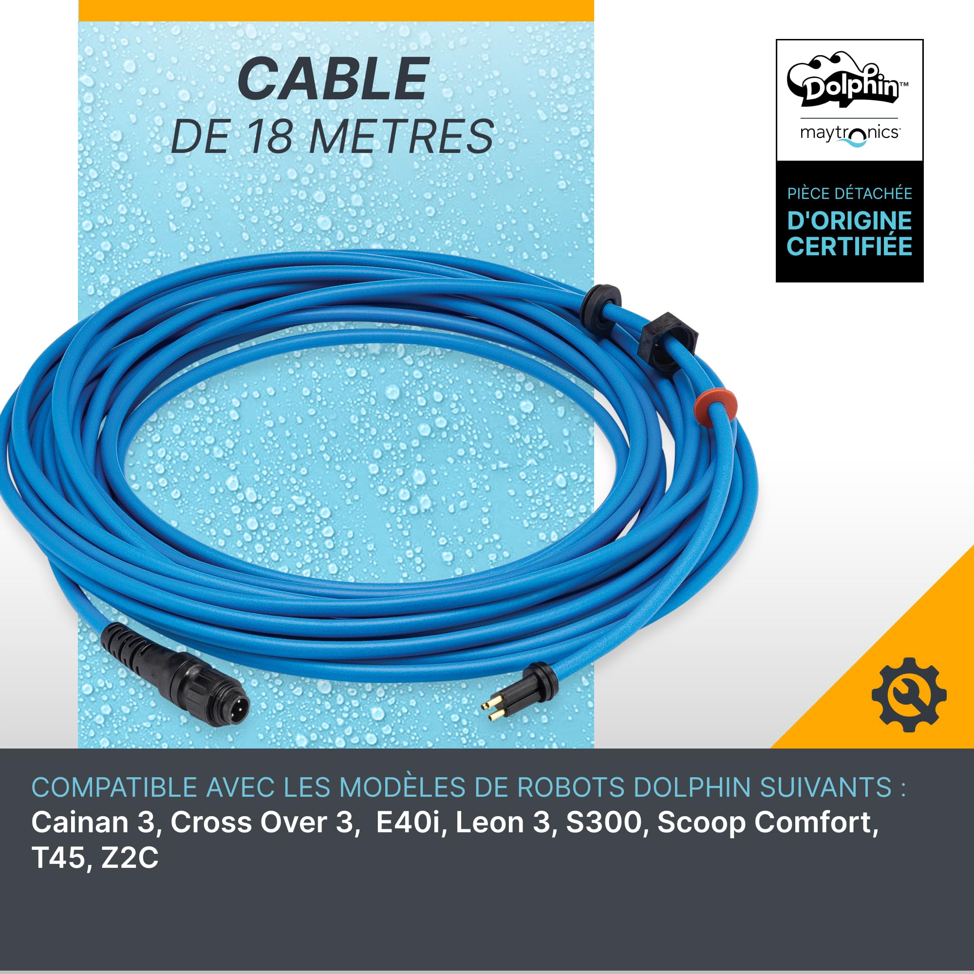 Dolphin Pièce détachée Câble Bleu de 18 mètres pour plus de mobilité - Référence 9995885-DIY