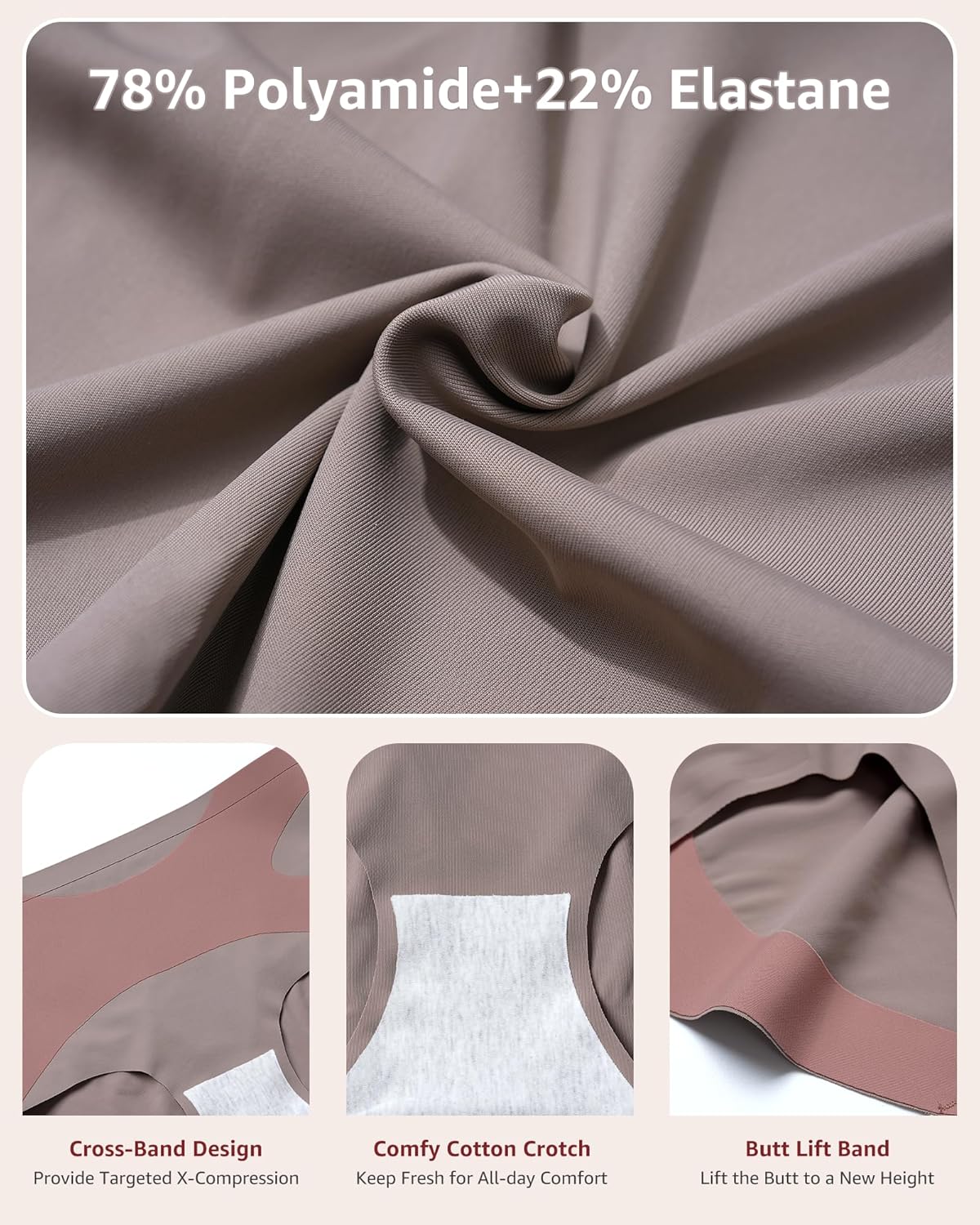 Seamless Underwear for Women High Waisted No Show Panties Full Coverage Briefs Invisible Soft 5 Pack S-XXL - Image 2