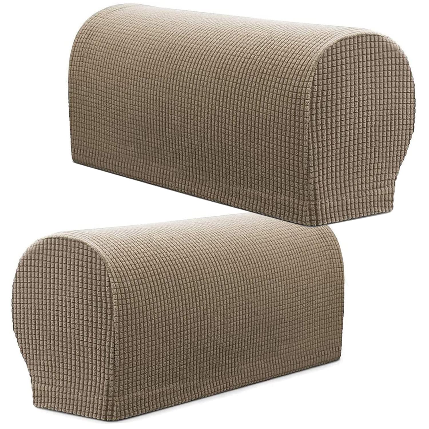 Xiehuza Sand Arm Rest Covers, Stretch Armchair Couch Armrest Chair Covers For Furniture Protector, Anti-Slip Sofa Chair Arm Caps Spandex Polyester Slipcovers, Set Of 2 (Sand)