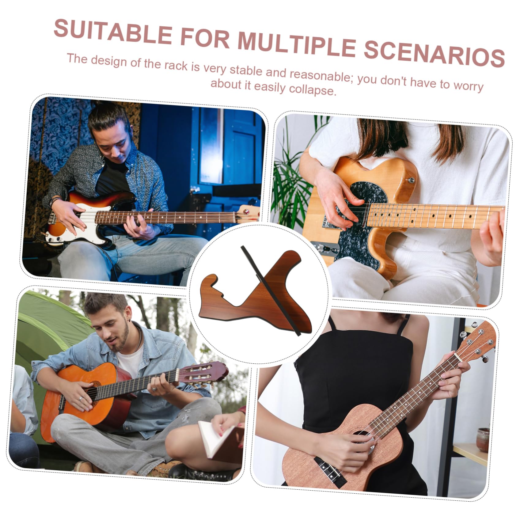 Hemobllo Supporto per Chitarra da Terra Portatile X in Legno Marrone | Smontabile, per Negozio e Casa, Adatto a Basso e Chitarra, Finitura Elegante