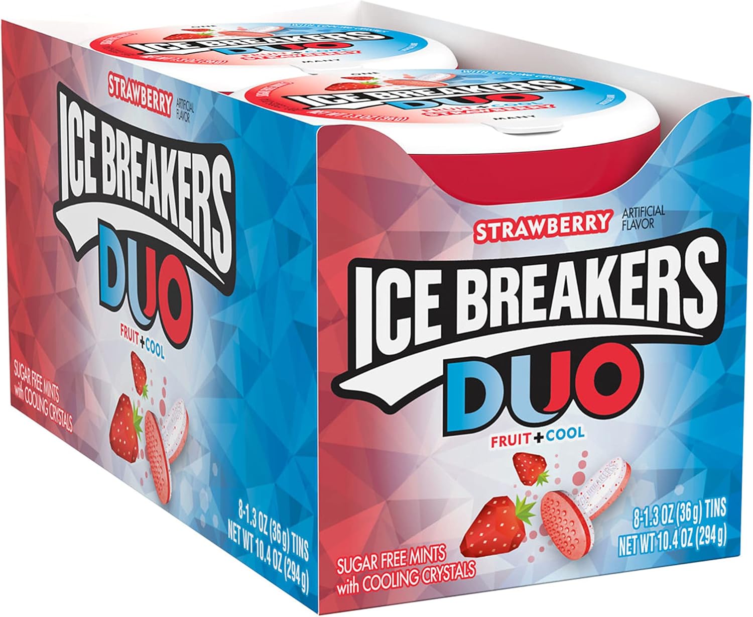 ICE BREAKERS Duo Fruit + Cool Sugar Free Mints (Strawberry, 1.3Ounce