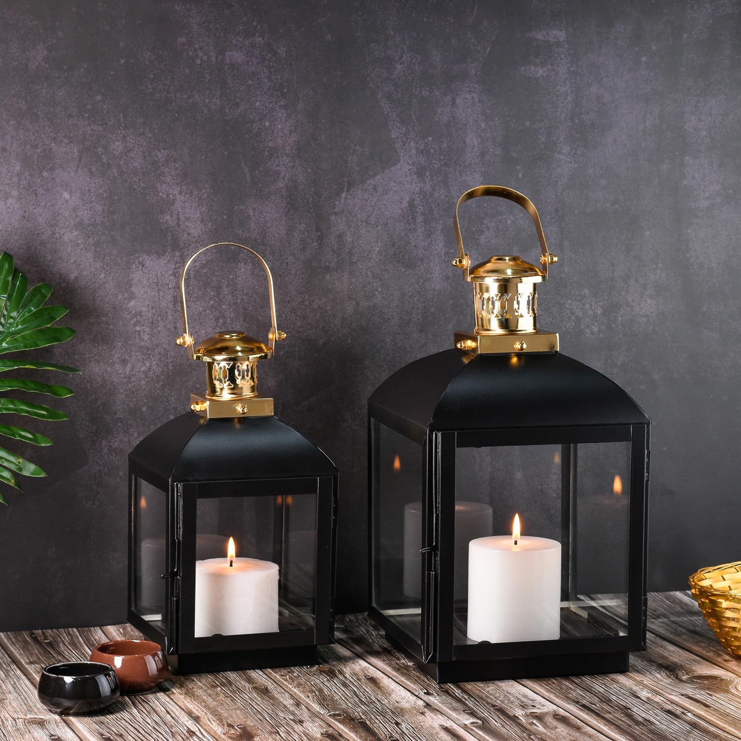 2er Set Skandinavisches Gartenwindlicht Eilin modern aus Metall 33 cm