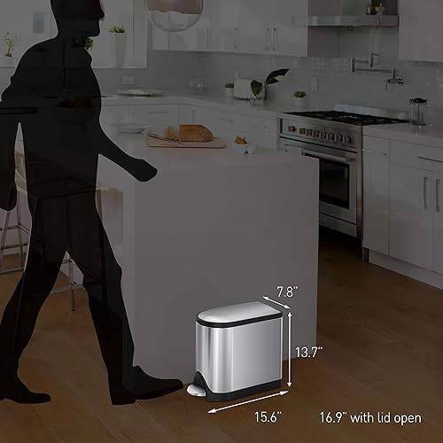 Miniatura 6 de SimpleHuman Cesto de basura con pedal abertura estilo mariposa de acero inoxidable 26 gal