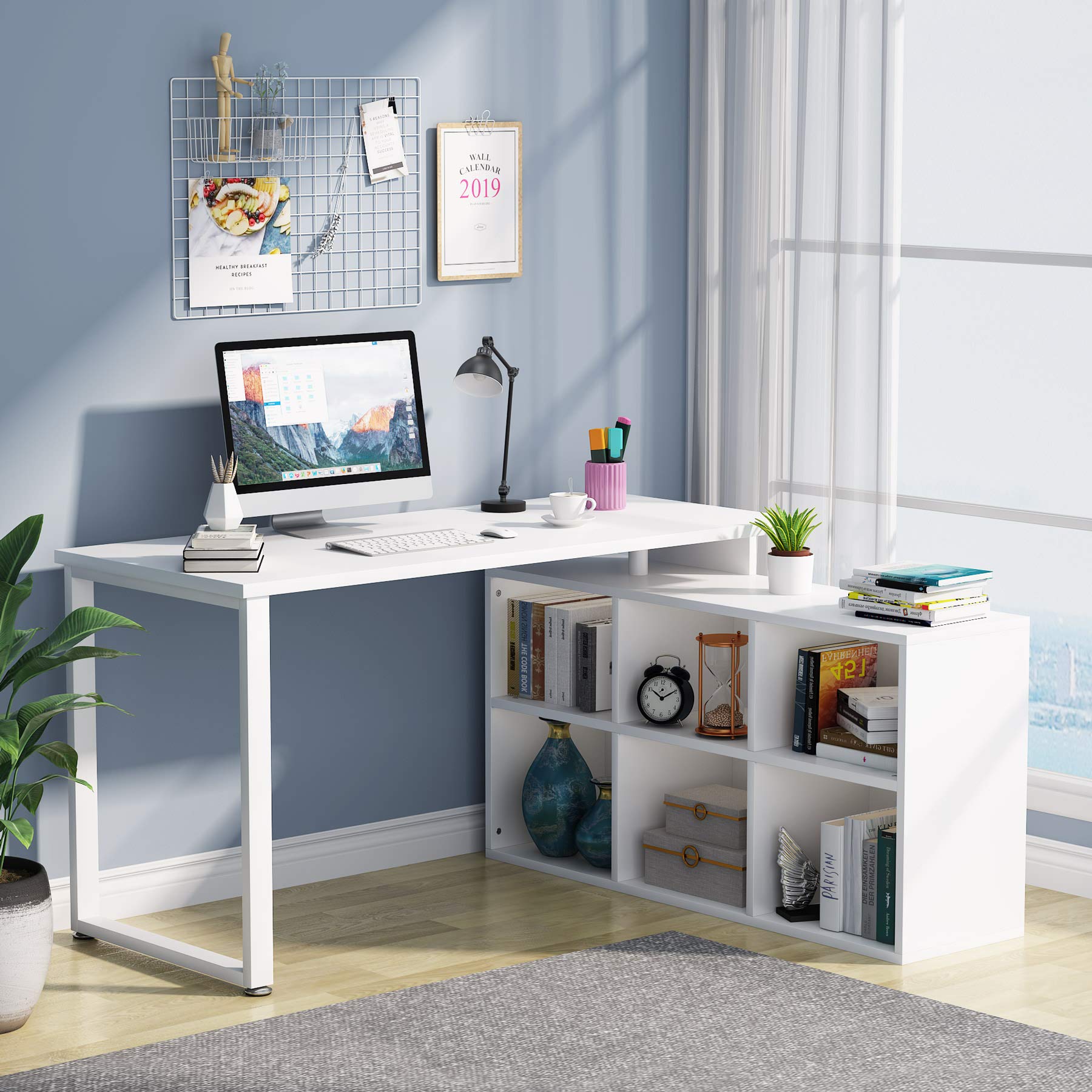 Buy Tribesigns LShaped Computer Desk with Storage, 55 Inch Rotating