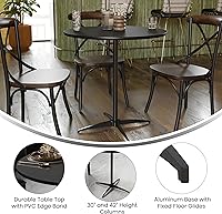 Vista 4 de Flash Furniture Lars Black 30'' Round Wood Cocktail Table with 30'' and 42'' Columns Negro