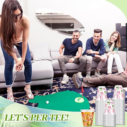 Miniatura 6 de 50 piezas de suministros de fiesta de golf con bola de golf de Masters, vasos de plástico transparente desechables de 12oz en masa, Let's Par-tee