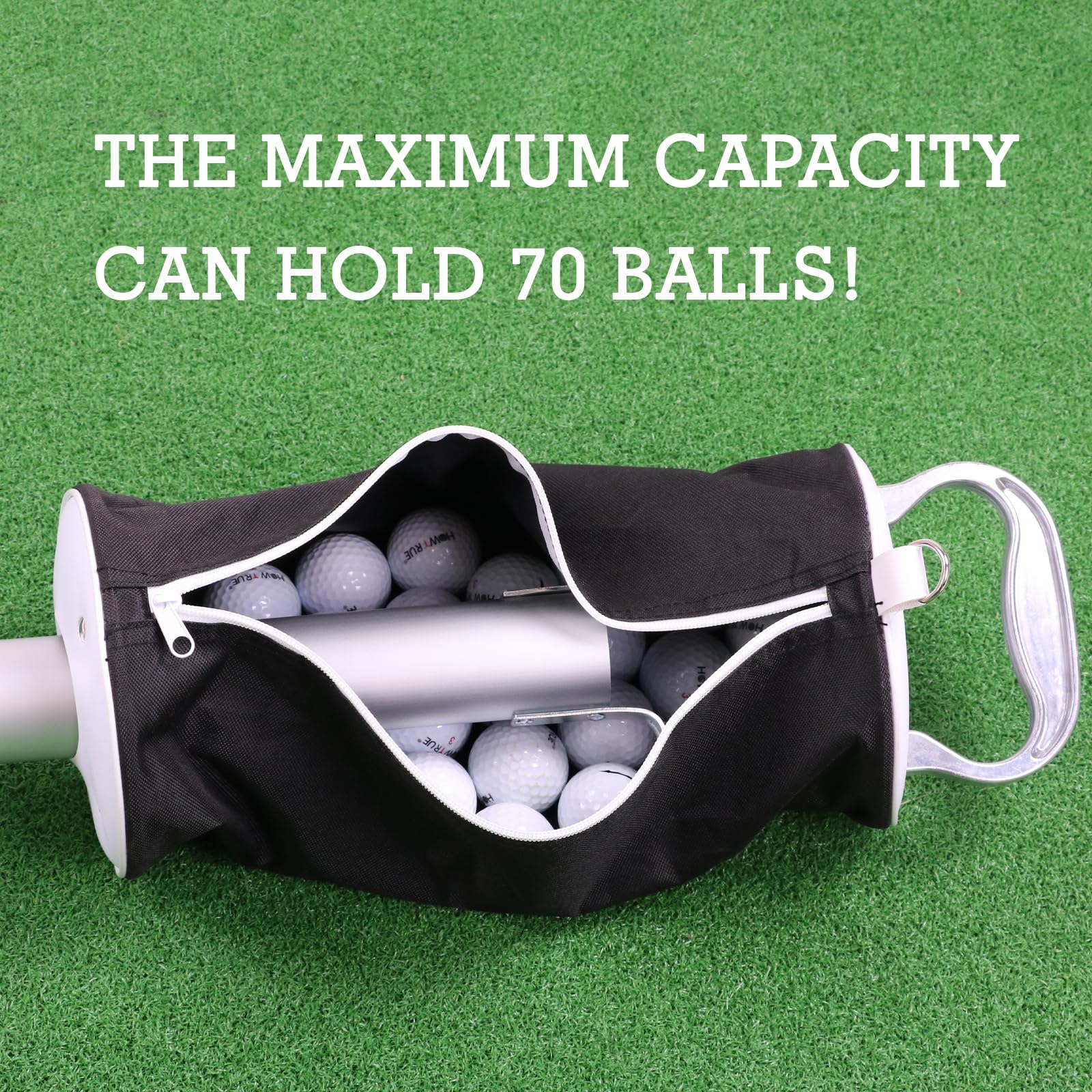 How True Bolsa para Pelotas de Golf con asa y Marco de Aluminio, Capacidad para 70 Pelotas