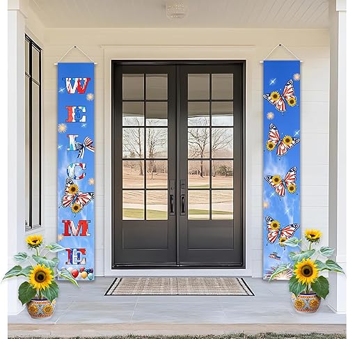 CDlionshidai Front Porch banner, Memorial day, 4th of July Celebration, American