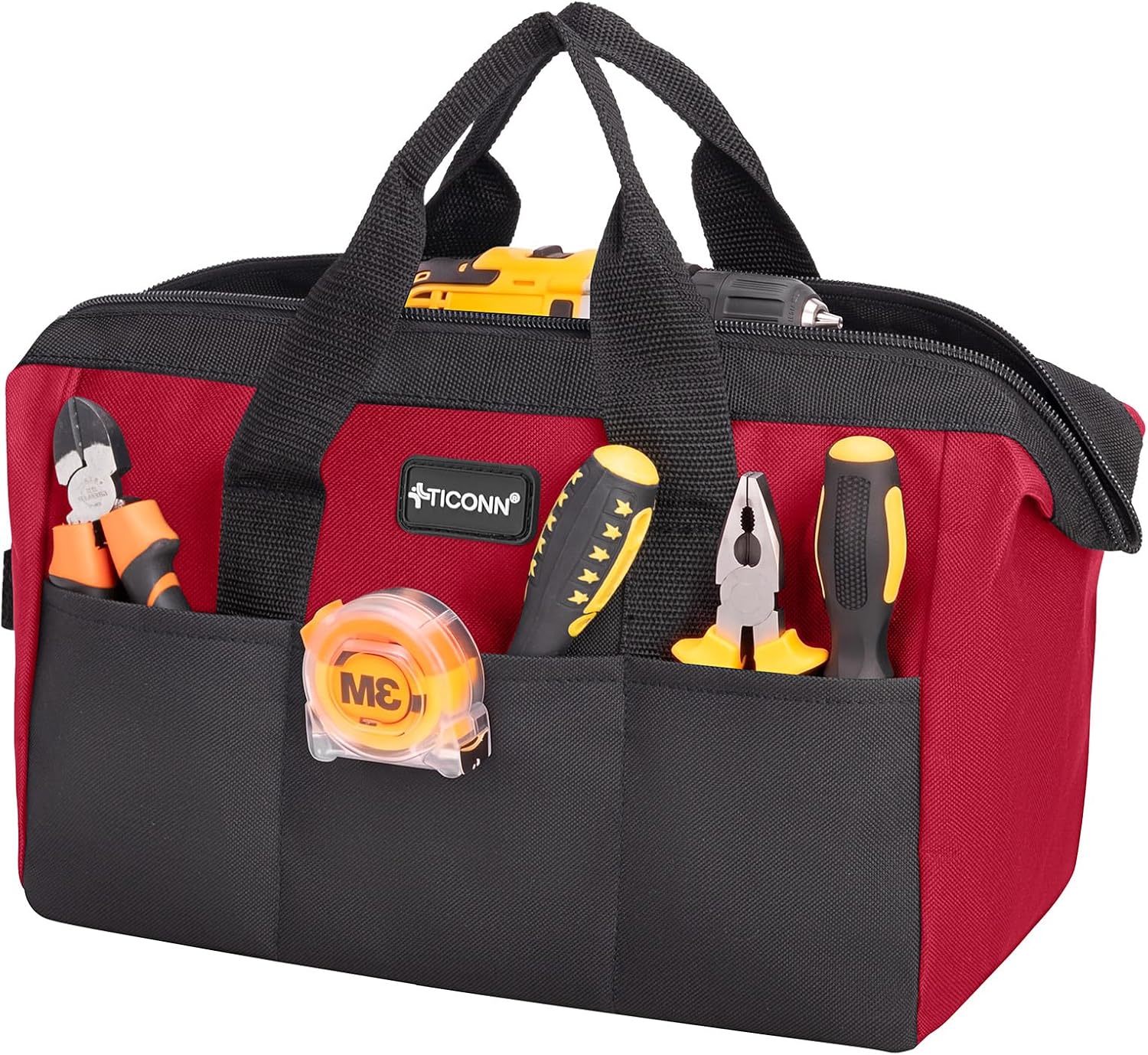TICONN Heavy Duty Tool Bag Organizer, Small Tool Box with Ergonomic Handle