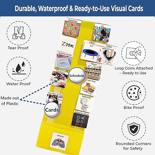 Miniatura 3 de Programa visual para niños 133 tarjetas de plástico duraderas con imágenes y monedas de lazo suave Rutina diaria y tabla de recompensas de tareas