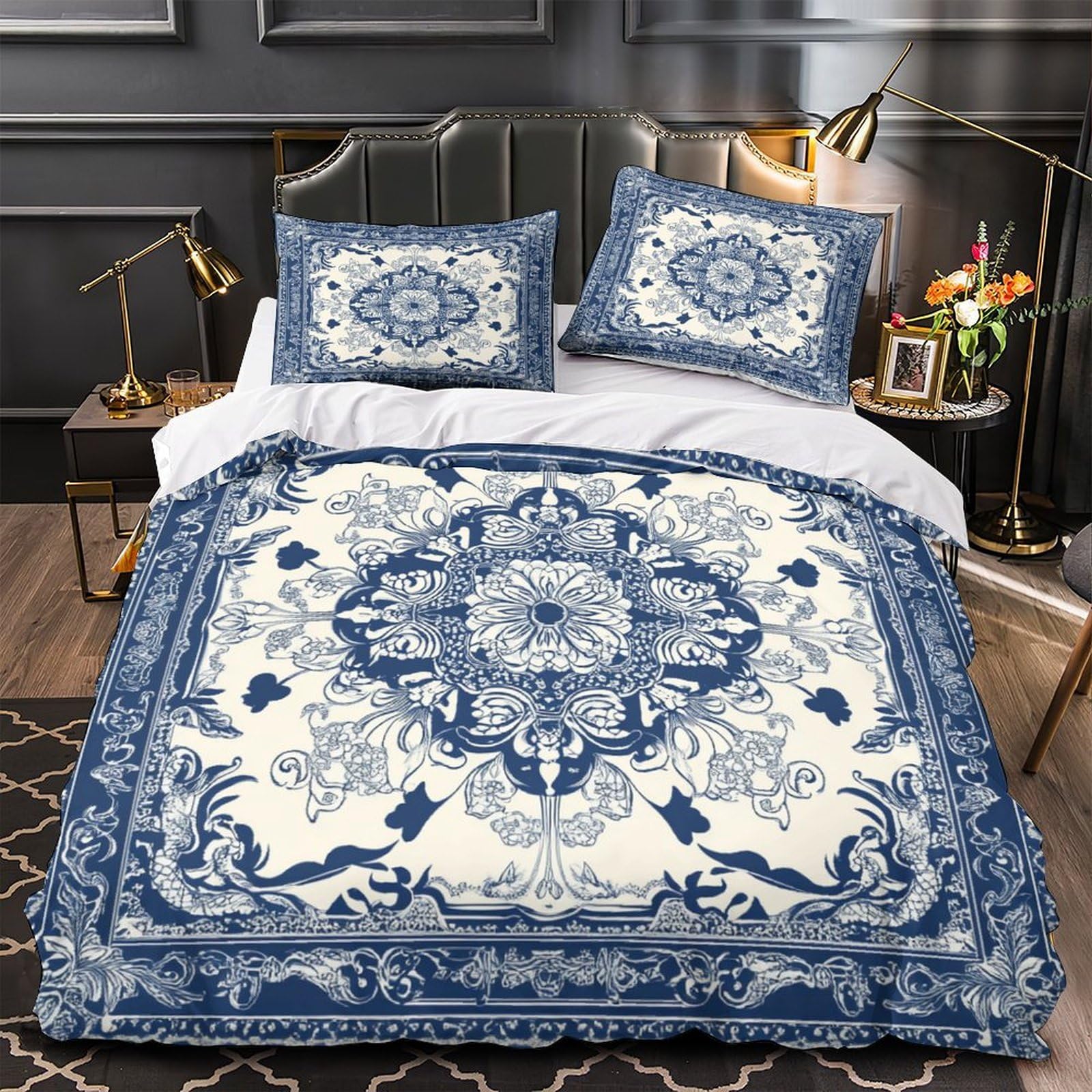 Housse de couette fleurie 3D de qualité premium en microfibre chic King 220x240 cm