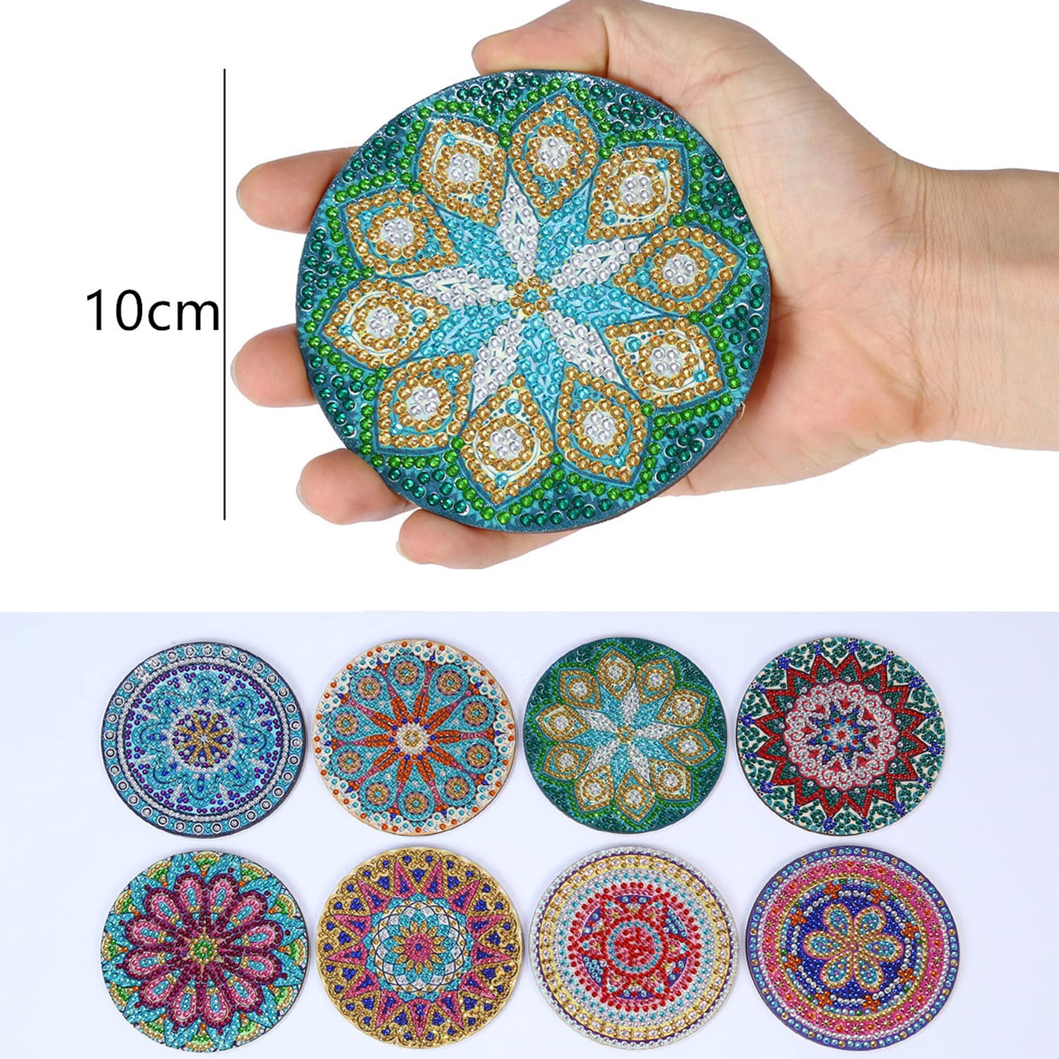 8-teiliges Diamant-Malerei-Untersetzer-Set Mit Halter, Mandala-Design – DIY Bastelset Für Erwachsene & Kinder