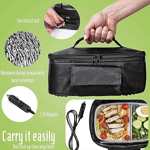 Miniatura 5 de Mini horno portátil de calefacción eléctrica para coche, calentador de alimentos portátil de 12 V, calentador eléctrico de calentamiento rápido,