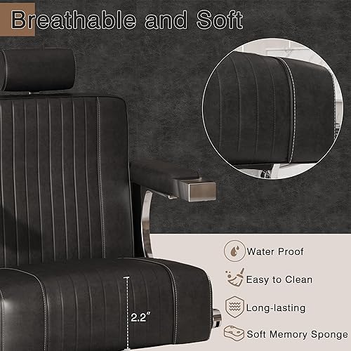 Miniatura 7 de Sillas de peluquería para peluquería, sillas reclinables para estilista, silla de peluquería giratoria profesional 360, silla de pelo ajustable en