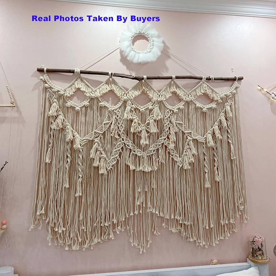 Amazon.co.jp: マクラメ壁掛け大型ボヘミアン装飾、100%手作りタッセル