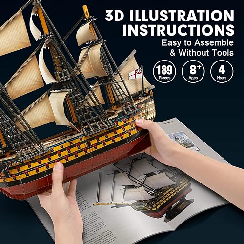 Vista 21 de CubicFun Rompecabezas de buques 3D, modelos de barcos, juguetes de espuma, kits de construcción de regalo para adultos y niños, barco de vapor
