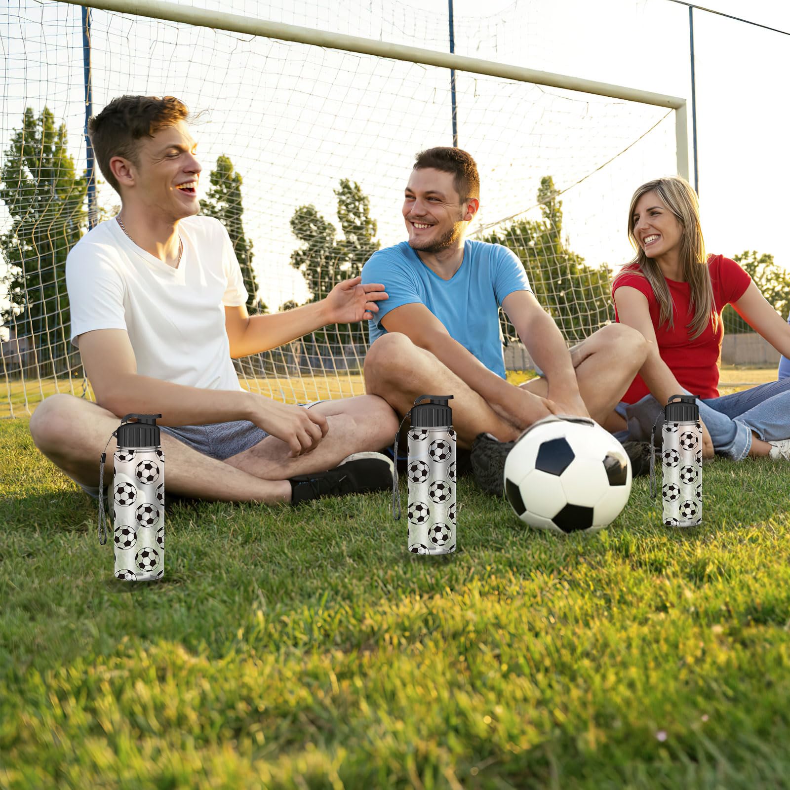 MSYU 16 bottiglie d'acqua da 500 ml, per sport da calcio, con tappo a ribalta, riutilizzabili, in plastica, accessori per regali di squadra, accessori per feste sportive