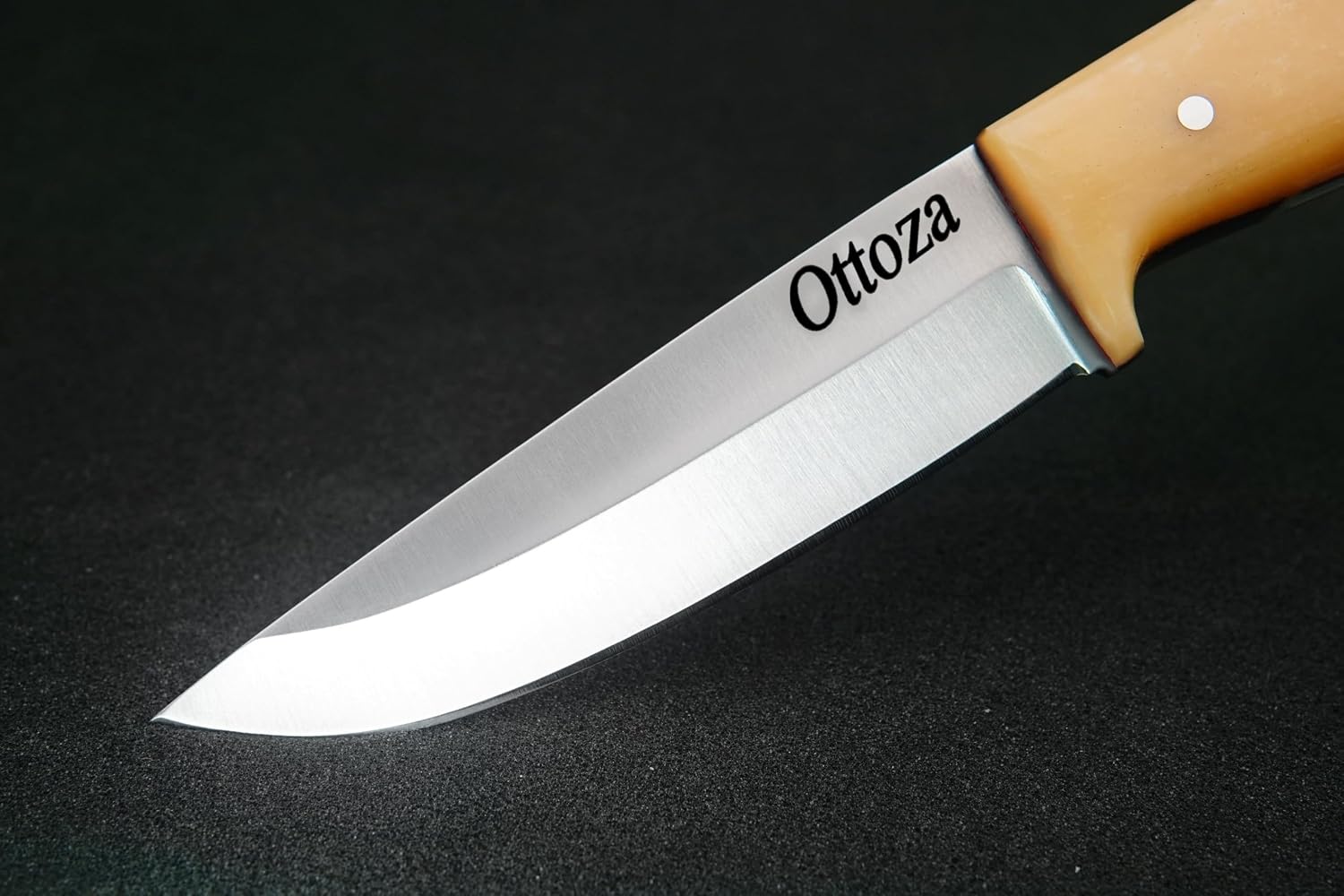 Ottoza Full Tang Bushcraft Knife with 1095 Carbon Steel Fixed Blade - Survival and Outdoor Camping Knife - Black Cross Draw Sheath and Bone Handle 391