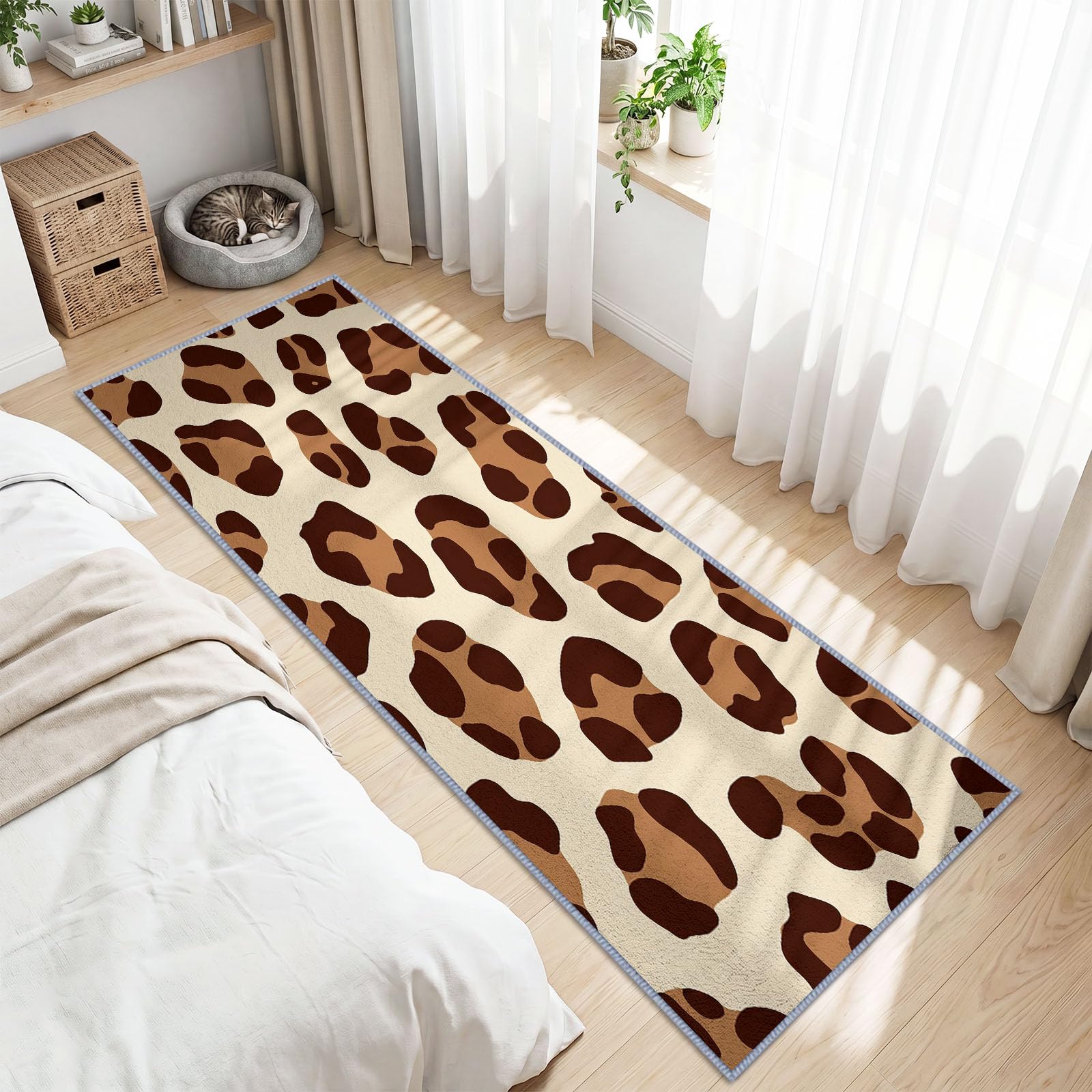 Bieżnik na korytarz, 60 x 240 cm, luksusowy nadruk w panterkę, antypoślizgowy, wytrzymały bieżnik, mata podłogowa z gumowym spodem, można prać, do przedpokoju, kuchni, sypialni, pralni, biura, beżowy