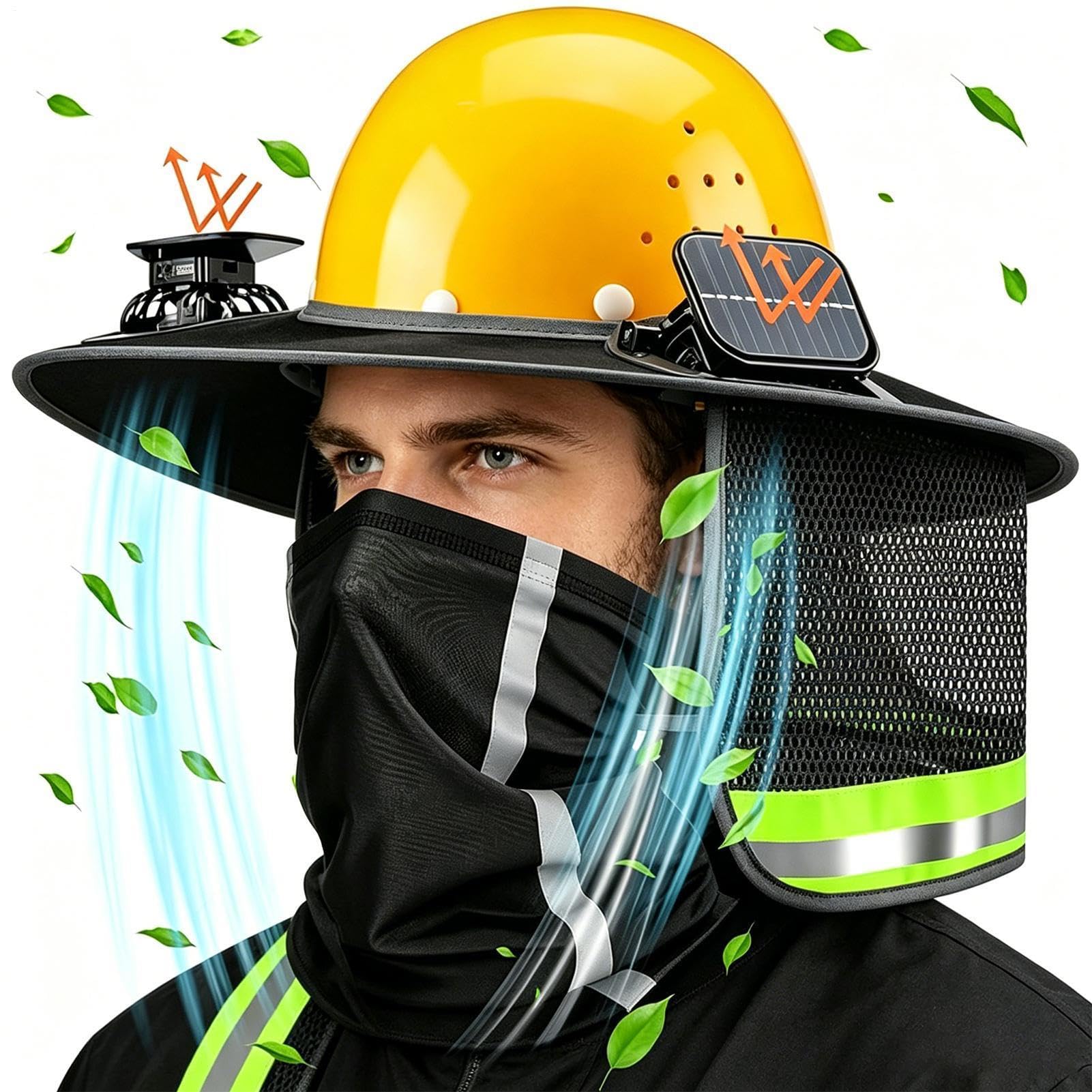 Visière de protection solaire à bord complet pour casques de protection | Écharpe tubulaire légère avec ventilateur solaire | Protection solaire à bord complet | Pour chantier, extérieur, travail en