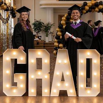 2026 Graduation Decorations - 3FT Large PRE-CUT GRAD Marquee Letters Kit - Mosaic Foam Board Sign - Class of 2026 Congrats Party Supplies for Kindergarten Preschool High School College